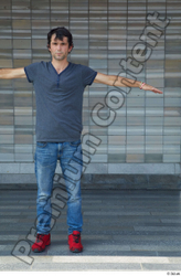 Whole Body Man T poses White Casual Slim Standing Street photo references